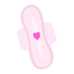 Vector illustration of a cotton reusable menstrual pad. Eco-protection for women in critical days. Means for feminine hygiene. Zero level of waste. Protection of the menstrual cycle, female hygiene.