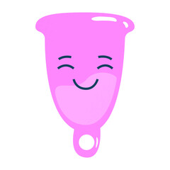 An illustration of a menstrual cup with blood. Eco-protection for women in critical days. Zero waste level. Protection of the menstrual cycle, women's hygiene.