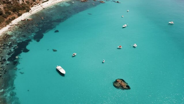Summer in Calabria at Capo Vaticano, sea view with yacht