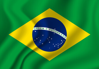 Flag of Brazil. Brazilian national symbol in official colors. Template icon. Abstract vector background