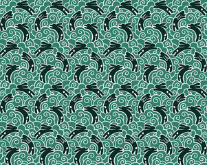 Bunny seamless pattern. Cute Rabbits, Bunny or Hares, silhouettes. Print for packaging, interior, fabric, cover, header, perfume, gifts
