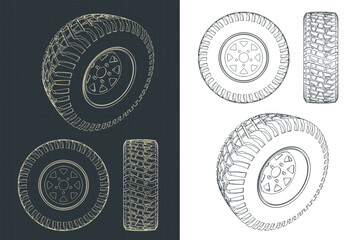 SUV wheel blueprints © blacklight_trace