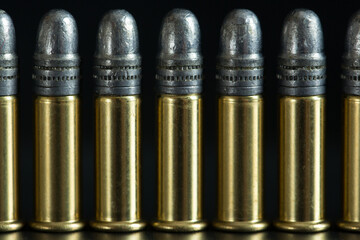 9mm Handgun Ammunition on a Black Background