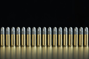 9mm Handgun Ammunition on a Black Background