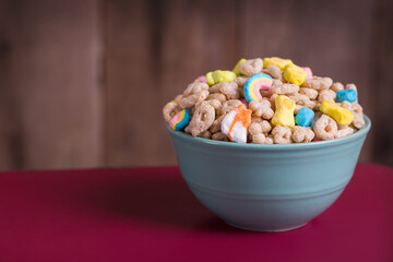 Marshmallow Cereal in a Bowl on a table
