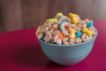 Marshmallow Cereal in a Bowl on a table
