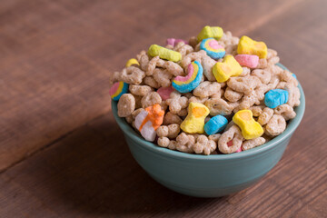 Marshmallow Cereal in a Bowl on a table