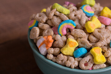 Marshmallow Cereal in a Bowl on a table
