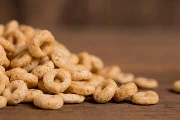 Cereal on Wood Surface in White Bowl