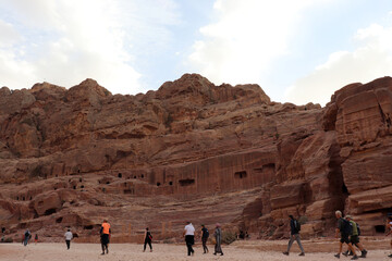 Petra city in Jordan (Nabateans city) amphitheater, rocks 