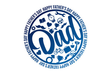 Happy Father's Day. Holiday concept. Template for background, banner, card, poster with text inscription. Vector EPS10 illustration.