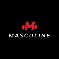 Fototapeta premium Physical fitness and letter M logo design