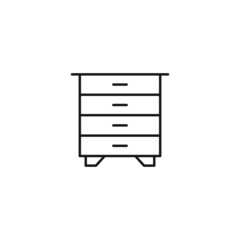 Furniture concept. Vector sign in flat style and editable stroke. Perfect for stores, shops, banners, web sites. Line icon of dresser