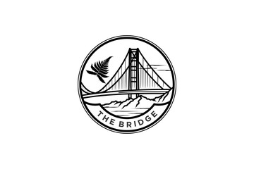 Golden gate vector logo silhouette suspension bridge design USA San Francisco California landmark building