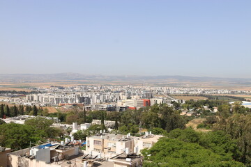 The city of Afula in the Jezreel Valley seen from above