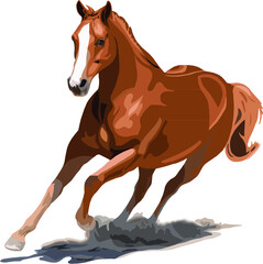 illustration of chestnut horse running