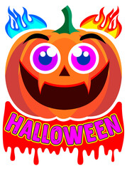Poster Pumpkin for halloween all saints day Vector illustration