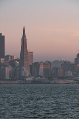 San Francisco skyline view at sunset