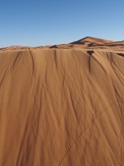 Mouvement du sable sur une dune du Sahara au Maroc
