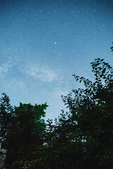 Night starry sky summer outdoors in Ukraine.