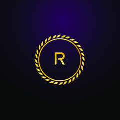 Premium luxury Vector elegant gold and  font Letter R Template for company logo with monogram element 3d Design