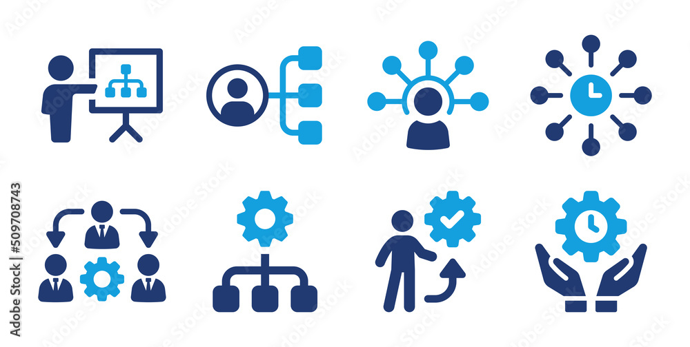 Aufkleber Project management icon vector set. Development and productivity symbol collection.