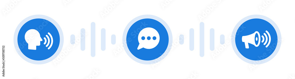 Poster speak icon vector button. chat speech and talk symbol illustration