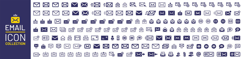 Email vector icon set. E-Mail envelope collection, contact symbol.