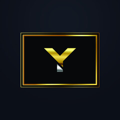 Premium luxury Vector elegant gold and silver font Letter Y Template for company logo with monogram element 3d Design 