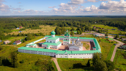  Alexander-Svirsky monastery in the Leningrad region. beautiful summer aerial footage