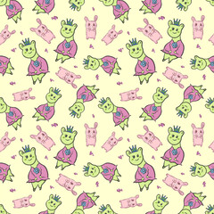 rabbit and snail funny cute cartoon seamless pattern