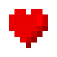 heart of pixel. Love symbol. Pop art dot. Vector illustration. Stock image. 