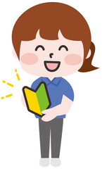 初心者マークをもつポロシャツのスタッフ 