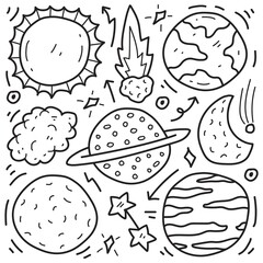 doodle planet cartoon illustration design