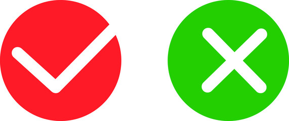 Checkmark and cancel mark icon vector. True or False sign. Yes or No symbol.eps