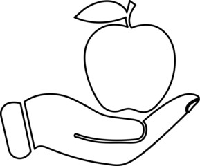 Apple Icon in hand - vector icon on white background..eps