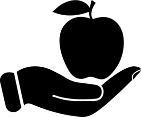 Apple Icon in hand - vector icon on white background..eps