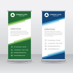 Roll Up Banner Background Vector Template with Abstract Geometric Design
