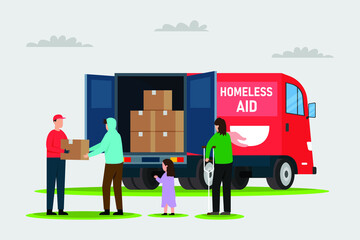 Humanitarian help for homeless people 2d flat vector illustration concept for banner, website, illustration, landing page, flyer, etc.