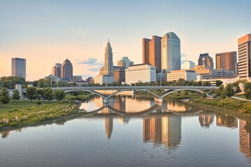 Obraz na płótnie Canvas Evening view of downtown Columbus, Ohio