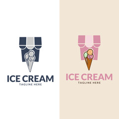 Ice Cream Logos . Vector italian ice cream labels. Retro logos for cafeteria or bar.