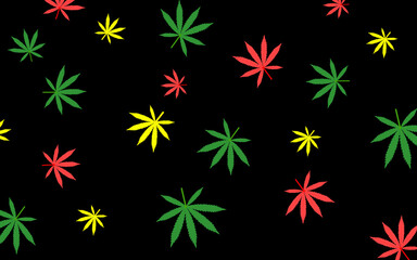 Fototapeta na wymiar Cannabis seamless pattern multicolor