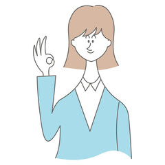 オッケーサインをしているビジネスウーマンのイラスト素材