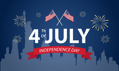 Fourth of July Background Design. Banner, Poster, Greeting Card. Vector Illustration.