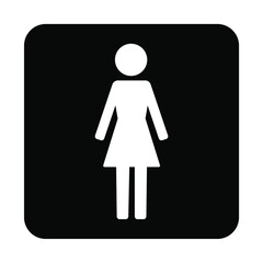 立っている女性の全身のシンプルな白ヌキ角丸正方形アイコン