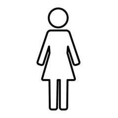 立っている女性の全身のシンプルな線画アイコン/白背景