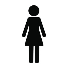 立っている女性の全身のシンプルなアイコン/白背景