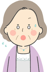 驚いた表情のシニア女性