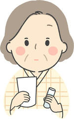 バリウムと発泡剤を持つシニア女性