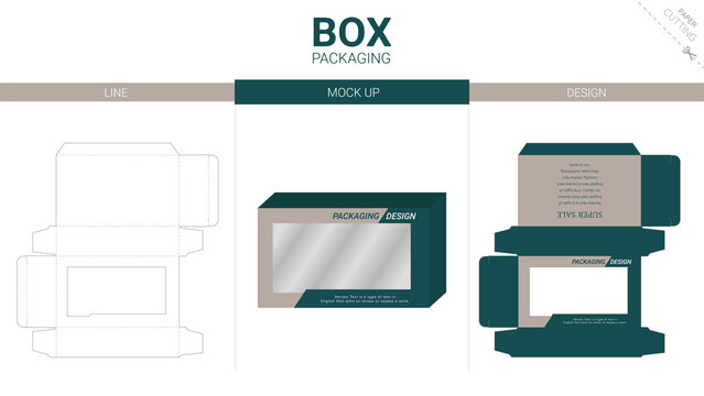 Box packaging and mockup die cut template